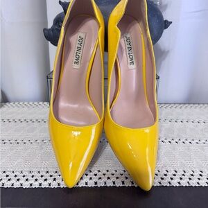 JOY IN LOVE Yellow Patent Pointed-Toe Pumps
